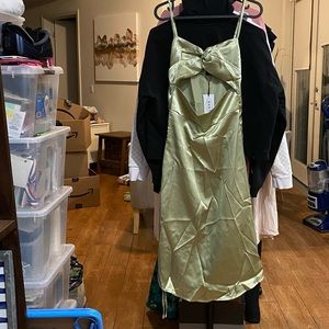nwt satin sage green dress